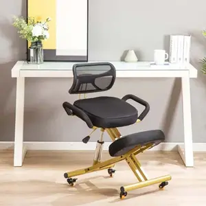 Домашний компьютерный стул, складной стальной стул для письма, вращающаяся подъемная Эргономичная спинка, коленный стул, правильное положение