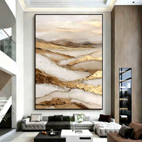 Décoration de chambre à coucher, peinture à la main 100% avec texture en feuille d'or, peinture abstraite moderne sur toile avec cadre
