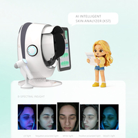 Analyseur de peau 3D par scanner facial, machine d'analyse cutanée IA 8 spectres pour la détection des points noirs et des pores en profondeur, 3 caméras d'analyse