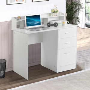 DB FCH bureau d'ordinateur à Grain de bois blanc 110*50*95cm pâte de panneaux de particules Triamine trois tiroirs couche de stockage de bureau - Product Image 1