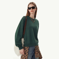 Sweat-shirt en maille brossée couleur unie 345g, coupe ample à épaules tombantes, pull minimaliste, streetwear urbain, haut décontracté uni pour l'hiver