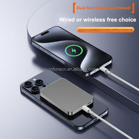 Batterie externe magnétique sans fil en aluminium 5000/10000mAh PD 20W Charge rapide Affichage LED Ultra Mince Portable Chargeur Type-C pour iPhone