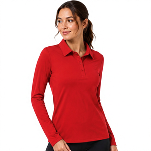Camisa de Golf Personalizada para Mujer, Manga Larga, Cierre de Cremallera, Polo Ligero, Transpirable, Elástico, Ropa Deportiva al por Mayor, Ropa de Tenis - Product Image 4