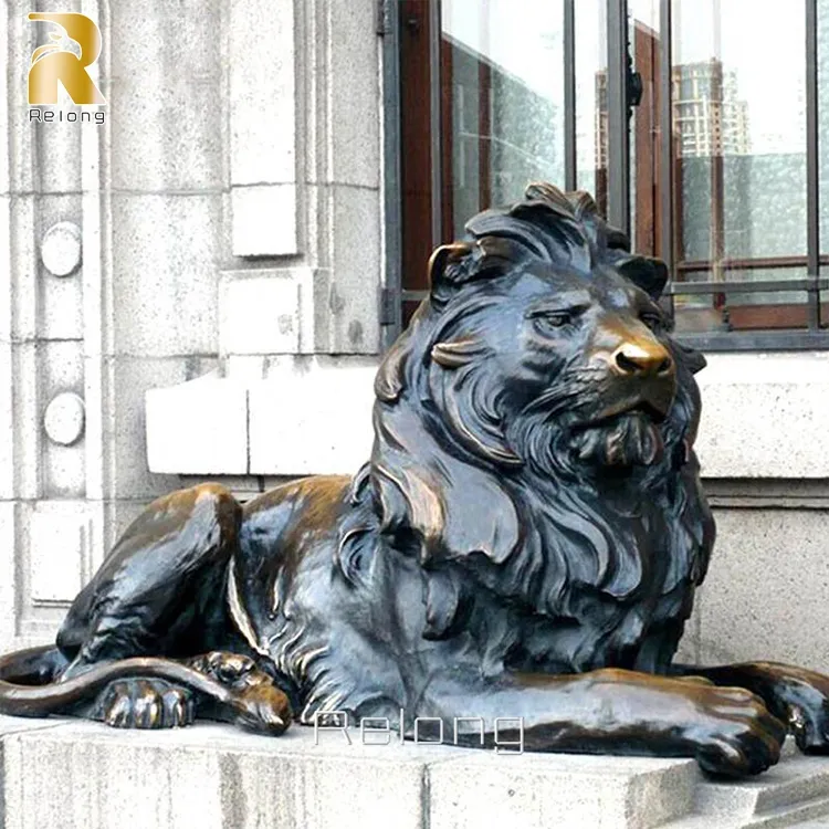 Grande Statue de Lion décorative en Bronze pour l'extérieur