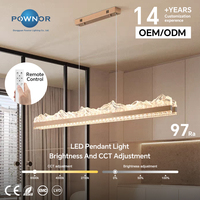 Suspension LED linéaire suspendue de 1200 mm, 1500 mm, 1800 mm avec abat-jour en acrylique inspiré des montagnes, lampe LED suspendue de 70 W pour restaurant
