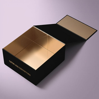 Boîte cadeau pliable en carton rigide noir mat de luxe avec logo personnalisé de qualité supérieure, fermeture magnétique, vide