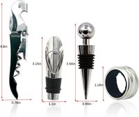 Ensemble de 4 bouchons de vin rouge, ouvre-bouteille de bière, tire-bouchon, verseur de vin, outil pour bouteille de vin, ensemble en acier inoxydable, boîte cadeau