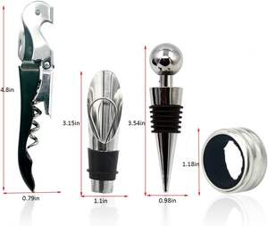 4 Stuks Rode Wijn Stop Bier Deksel <span class=keywords><strong>Opener</strong></span> Kurkentrekker Kurken Schenker Wijnfles Uit Tool Roestvrijstalen Set Geschenkdoos - Product Image 2