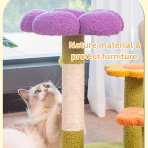 Askılı oyuncaklar küçük çiçek tasarımı ile sevimli kapalı kedi kulesi kapalı kediler için ahşaof yapılmış <span class=keywords><strong>Sisal</strong></span> tırmalama mesajları - Product Image 6