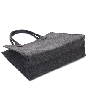 DEQI <strong>Black</strong> Felt Women Handbag Creative Lady Tote <strong>Solid</strong> Shopping <strong>Bag</strong> Casual Shoulder <strong>Bag</strong> Square Trend Felt <strong>Bags</strong> with PU Handles - Product Image 5