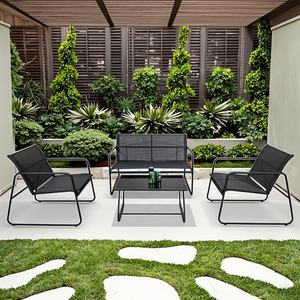 बेडरूम होटल के बगीचे के लिए आधुनिक आरामदायक वाटरप्रूफ पोर्टेबल 4-टुकड़ा आउटडोर पैटियो फर्नीचर सेट कॉफी सोफा ग्लास टेबल का उपयोग करें - Product Image 2