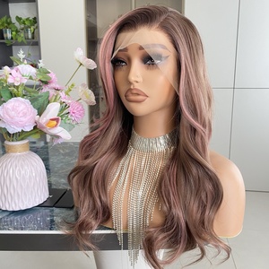 Perruques synthétiques multicolores ondulées de 22 pouces, en fibre haute température, avec dentelle frontale HD transparente 13x4 pré-épilée, vente chaude - Product Image 3