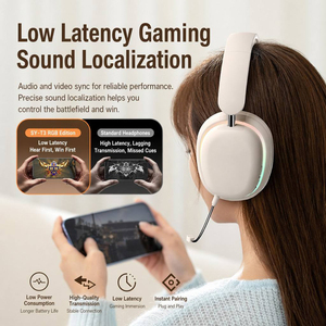 Auriculares RGB Inalámbricos para Juegos con Iluminación y Batería de Ultra Larga Duración - Product Image 3