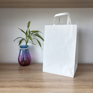Sacs en papier kraft blanc biodégradables écologiques à faible MOQ 2026 pour l'emballage de champagne, d'aliments et de gâteaux avec votre propre design - Product Image 1