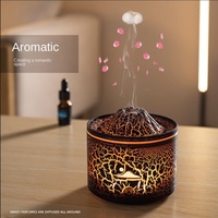 Humidificateur ultrasonique portable de 250 ml en forme de volcan à fissures légères, diffuseur d'arômes à flamme 3D, diffuseur de parfum, machine à diffuser des odeurs