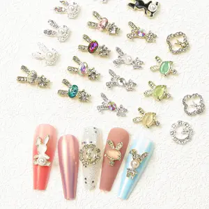 Glitter Luxury Zircon Rabbits Colorful Crystal Full Diamonds Alloy Nail Art Rhinestones Jewel Decorations Manicure Charms