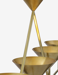 Lustre design moderne en laiton <span class=keywords><strong>Orsay</strong></span> XL à 5 lumières linéaires cône nuances suspension Restaurant Villa salle à manger salon Fairvale lustre - Product Image 4