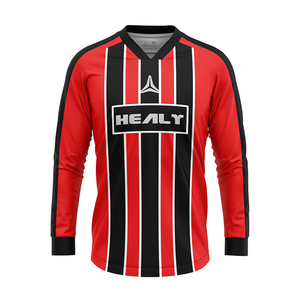 Maillot de football rétro rayé à manches longues personnalisable 100% Polyester Vintage Vibe Sets pour les amateurs de football - Product Image 1