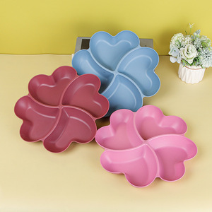 Piedras Paja DE TRIGO Caja de dulces múltiples Trébol de cuatro hojas Platos de frutas en forma de corazón Plato Bandejas de organización de almacenamiento de cocina