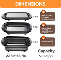 Bacs de Rangement Pliables en Acier Inoxydable pour Planches à Découper, Bols de Préparation BBQ, Bols de Cuisine avec Couvercles, Durables, Antidérapants, Orange