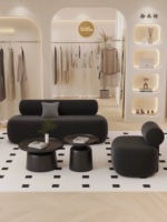 Canapé en velours blanc, magasin de vêtements, espace de repos, salon, canapé modulaire, design minimaliste, adapté aux villas et aux appartements