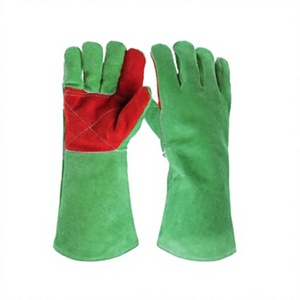 Guantes de Soldadura de Cuero Verde de 14 Pulgadas, Resistentes al Calor, Protección Contra la Abrasión, Textura Completa, Puño Recto - Product Image 1