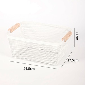 Organizzatore da tavolo con manico in legno in filo metallico cesto per articoli vari - Product Image 5