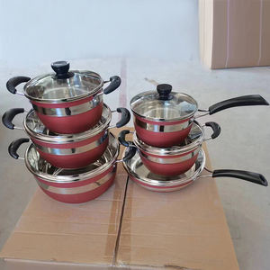 Siyah saplı fırça Periuk TENCERE SETİ kırmızı TENCERE SETİ s düşük Moq ile 12 adet çift alt Pot Set - Product Image 4