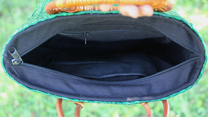 Vintage Handmade Ladies Tote <b>Bag</b> Linen Cotton Fabric Lining <b>Straw</b> <b>Bag</b> for Holiday Travel - Product Image 4