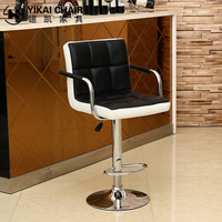 Tabouret de bar pivotant moderne en similicuir PU avec accoudoirs réglables pour la maison, l'hôtel et le comptoir de bar