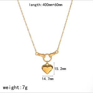 Collana a Forma di Cuore in Acciaio Inossidabile, Design di Nicchia alla Moda per Donne, Lunga Catena per Maglione che Non Sbiadisce - Product Image 6