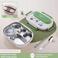 Boîte à lunch en acier inoxydable pour enfants à 5 compartiments avec bol à soupe, récipient de stockage alimentaire, boîte bento pour l'école, les étudiants, les adultes, le bureau