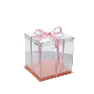 Custom Logo 6/8/10/12/14 Inch Clear Plastic Square Tall Wedding Birthday <b>Party</b> Cake <b>Box</b> with Embossing UV Coating Folder Style - Product Image 3