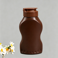 Bouteille vide personnalisée en PP ambré pour chocolat à remplissage à chaud avec bouchons à vis et à clapet, pour salades, confitures, sauces et condiments