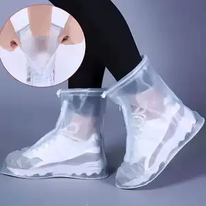 야외 사이클링 하이킹 재사용 신발 커버 투명 PVC 레인 슈즈 커버 방수 부츠 프로텍터