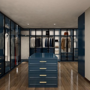 Système de dressing moderne et écologique sur mesure avec tiroirs, étagères et éclairage LED pour chambre d'hôtel - Product Image 4