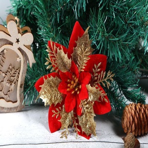 Flor Artificial de 14 cm, Decoración Artificial <span class=keywords><strong>Grande</strong></span>, Flor de Pascua, Árbol <span class=keywords><strong>Grande</strong></span>, Flores de Navidad con Purpurina - Product Image 5