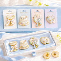 Badges de revers personnalisés modernes pour célébration de mariage, bouquets de gâteaux de douche nuptiale et champagne