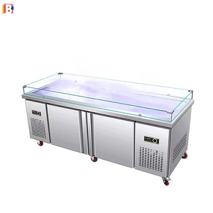 Expositor de Peixes Frescos Congelados em Aço Inoxidável para Supermercado, Freezer de Mesa Refrigerador - Product Image 2