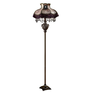 Antique Bronze Bedroom <strong>Floor</strong> <strong>Lamp</strong> Luxury Retro Style LED Standard <strong>Lamp</strong> with <strong>Pink</strong> Fabric for Hotel &amp; Home Farmhouse Decorative - Product Image 1