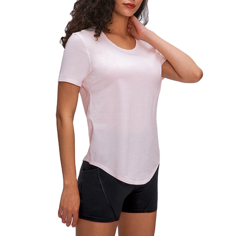 New Design Womens Workout Clothes Yoga Tops T Shirts Exercise Gym Short Sleeve Sportswear Ready to Ship Customized Logo Printing