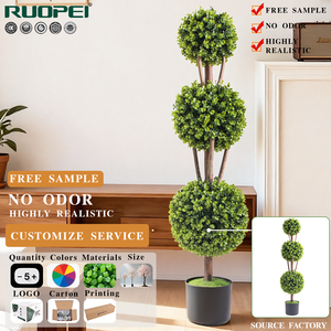 RUOPEI PE+UV Résistant aux UV, Boule de topiaire artificielle <span class=keywords><strong>en</strong></span> bois-plastique imitation Milan, Plantes artificielles <span class=keywords><strong>en</strong></span> <span class=keywords><strong>pot</strong></span>, Ignifuge, Écologique, Durable - Product Image 1