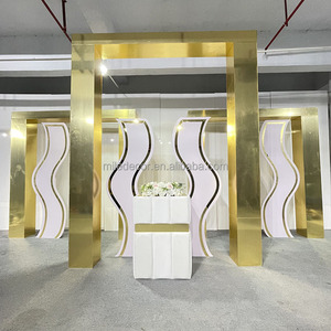 3D नक्काशी लक्जरी गोल्डन एक्रिलिक पृष्ठभूमि शादी मंच सजावट शाही पृष्ठभूमि - Product Image 4