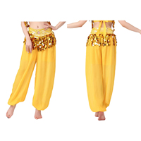 Pantalon de danse orientale brillant pour femmes, pantalon en mousseline de soie à paillettes et franges, costume de danse classique en rayonne