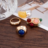 Bague ovale en résine colorée vintage pour femmes, accessoires de bijoux de fête, cadeaux