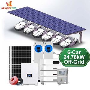 Système solaire hors réseau de 24,78 kW pour 6 voitures avec batterie au lithium de 32 kWh, structure en PVC pour usage industriel, extérieur et jardin - Product Image 5