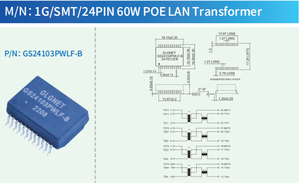 Glgnet Single phase 24-Core mô-đun Mạng 24-Pin SMT hiệu suất cao cách ly hình xuyến hiện tại 9V 12V đầu vào tần số thấp Lan - Product Image 2