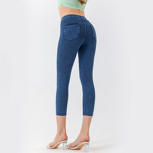 High Waist Elastic Skinny <strong>Cropped</strong> Jeans for Women Stretch Denim 7/8 Leggings Butt Lifting Slim Fit <strong>Jeggings</strong> - Product Image 6