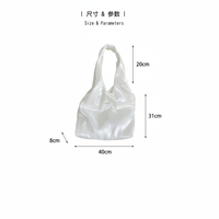 Sac fourre-tout en satin et nylon à double poignée pour femme, léger, pliable, sac à bandoulière style décontracté, couleur unie, sac hobo souple