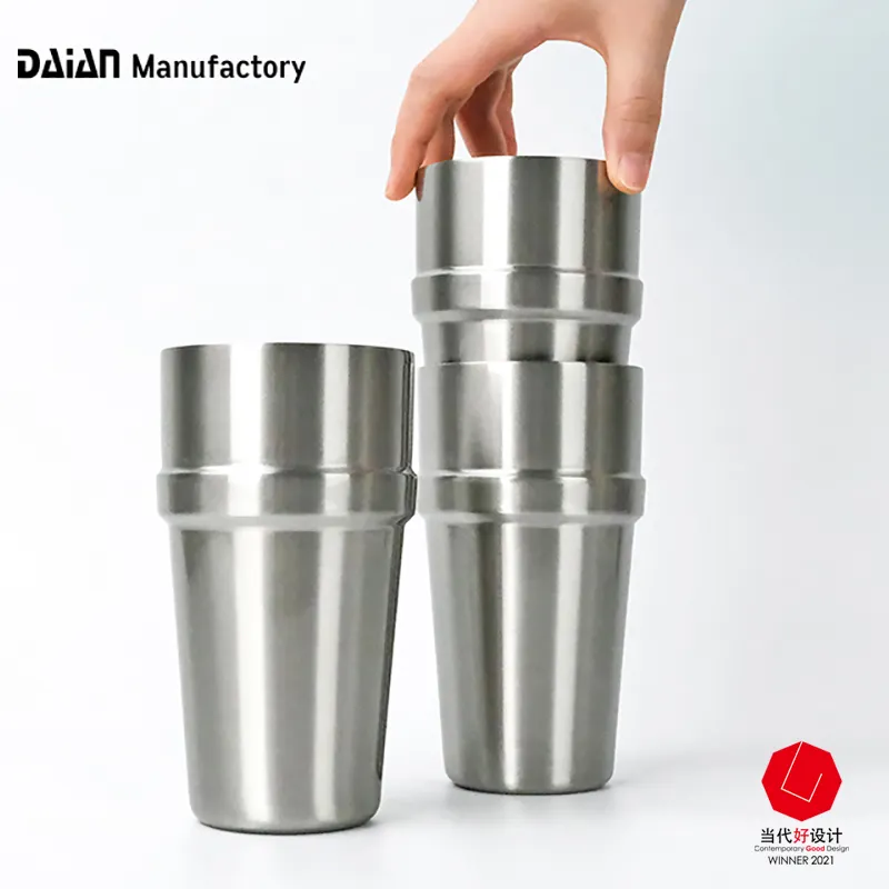 2021 Daian חדש עיצוב פטנט כפול קיר 16oz 26oz גדול קיבולת Stackable כוס נירוסטה כוס